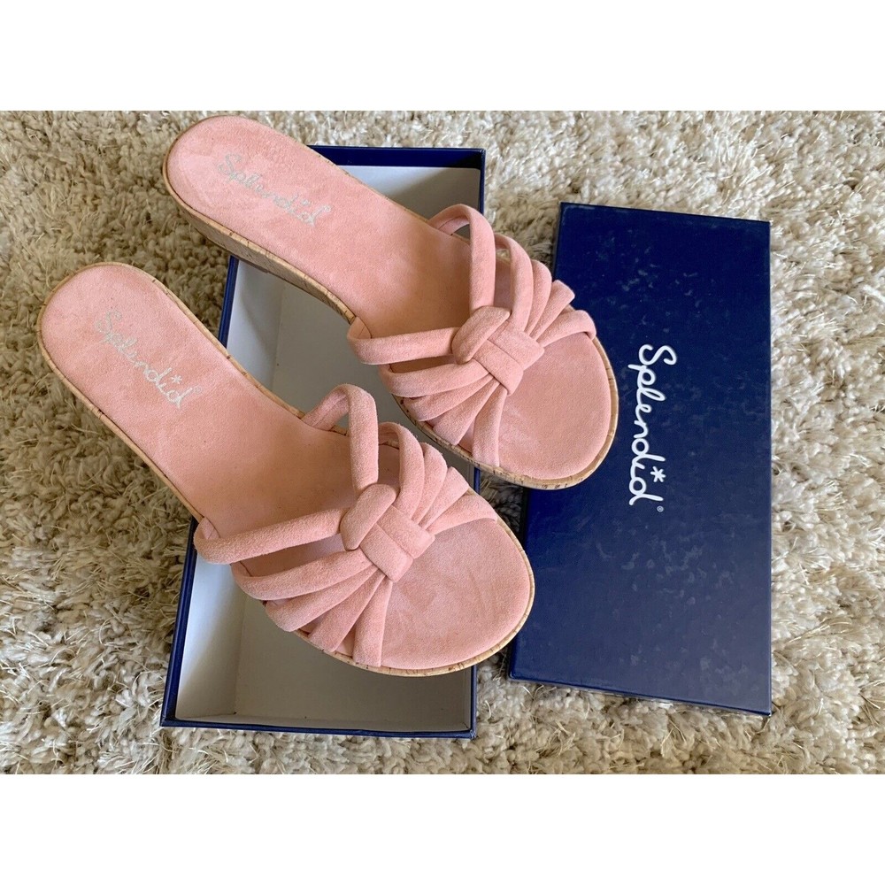 Splendid Faith Suede Slide Sandals Sz 7.5 Leather Platform Slides NIB